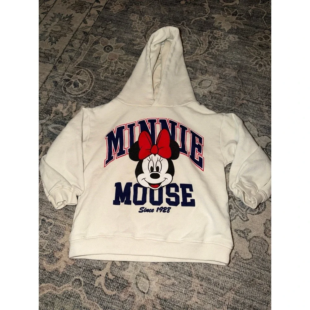 Zara Kids Disney Minnie Mouse Hoodie Graphic Sweatshirt Logo